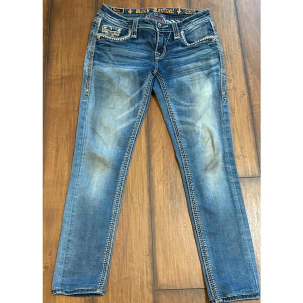 ROCK REVIVAL Womens Kida Ankle Skinny Jeans Tag Size 25 Measured 27X29 #J8568S - Picture 2 of 10